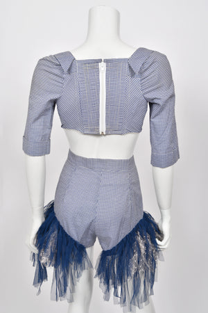 1992 Vivienne Westwood 'Salon Collection’ Editorial Gingham Cotton Cropped Corset & Shorts