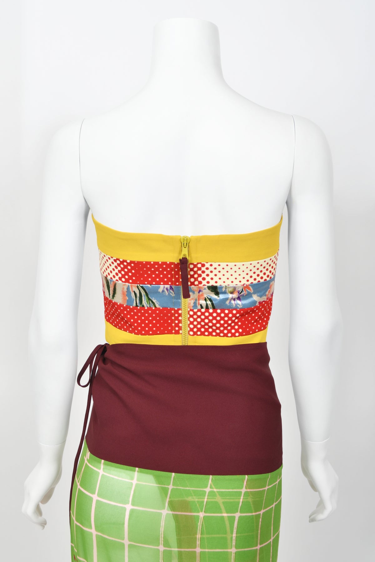 1996 Jean Paul Gaultier Cyberbaba &#39;Sex and the City&#39; Graphic Silk Bustier Dress