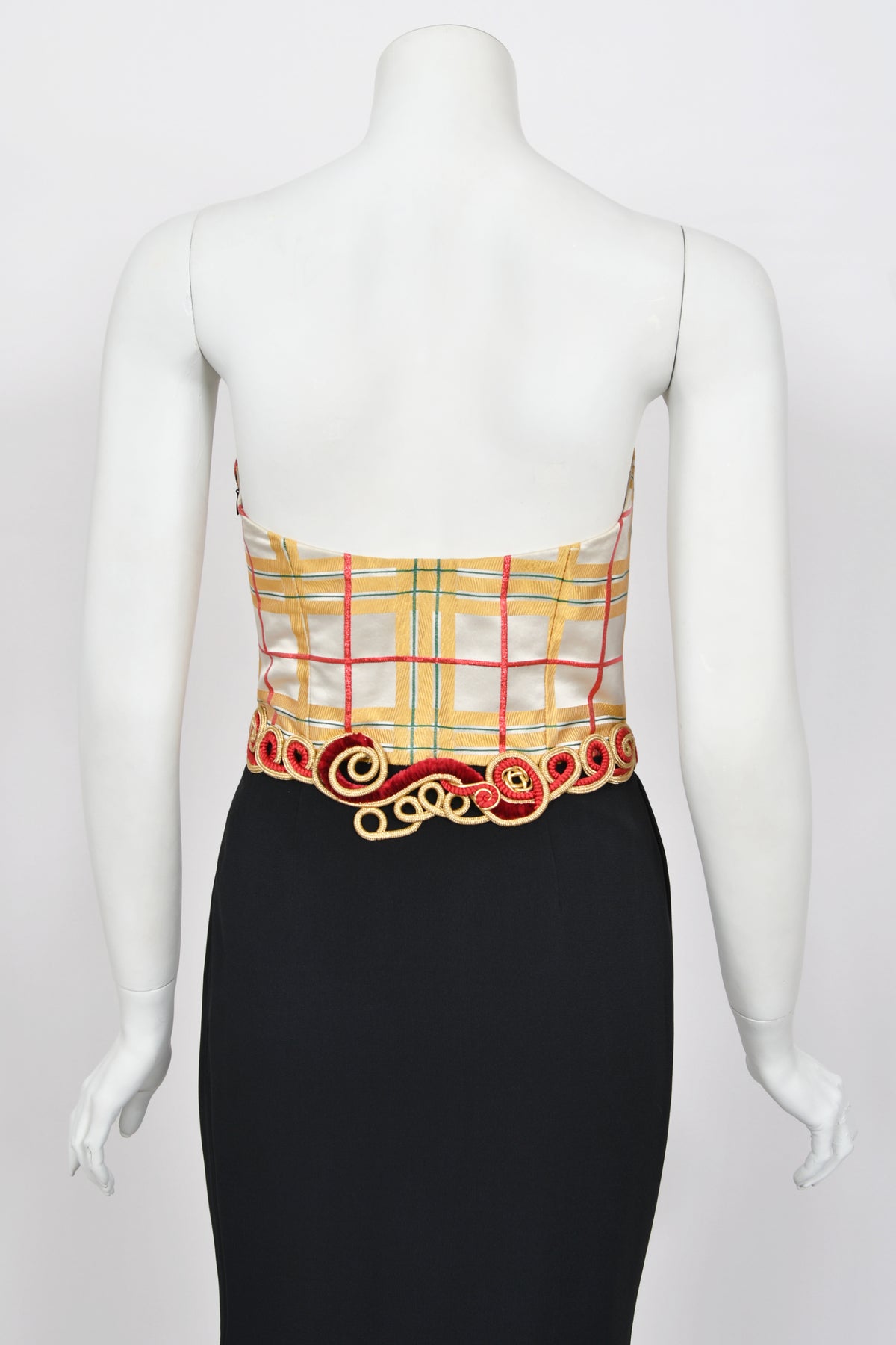 1995 Christian Dior by Gianfranco Ferré Runway Plaid Silk Metallic-Corded Hourglass Gown