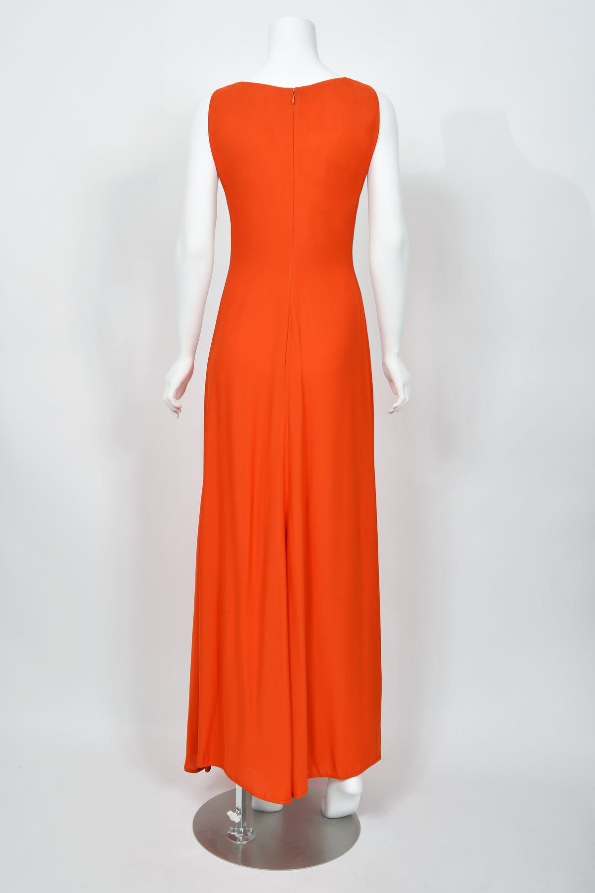1996 Gianni Versace Couture Documented Runway Orange Silk Bustier Maxi Dress