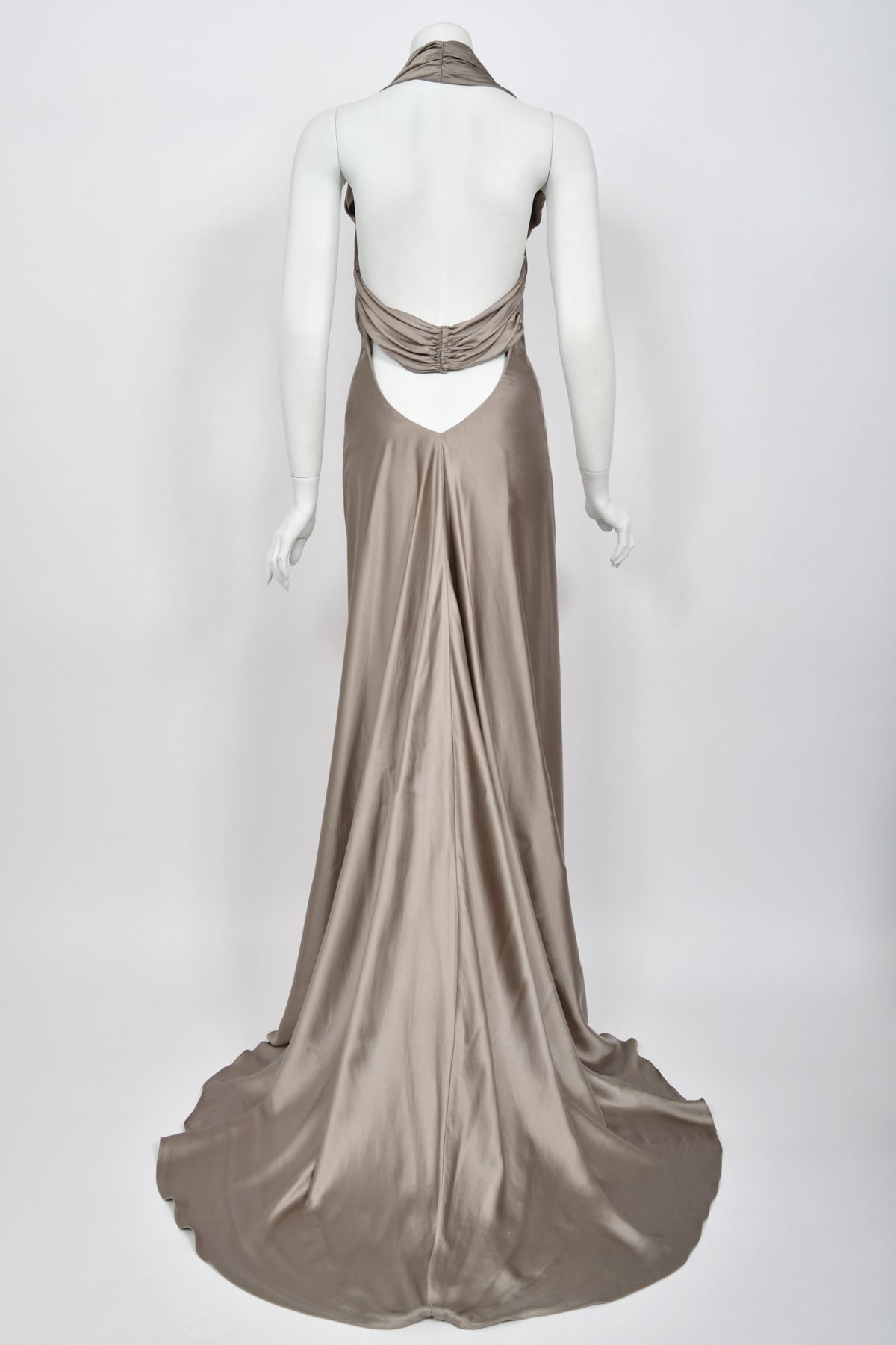 2014 Ralph Lauren Purple Label Platinum Silk Bias-Cut 'Old Hollywood' Gown w/ Optional Hood