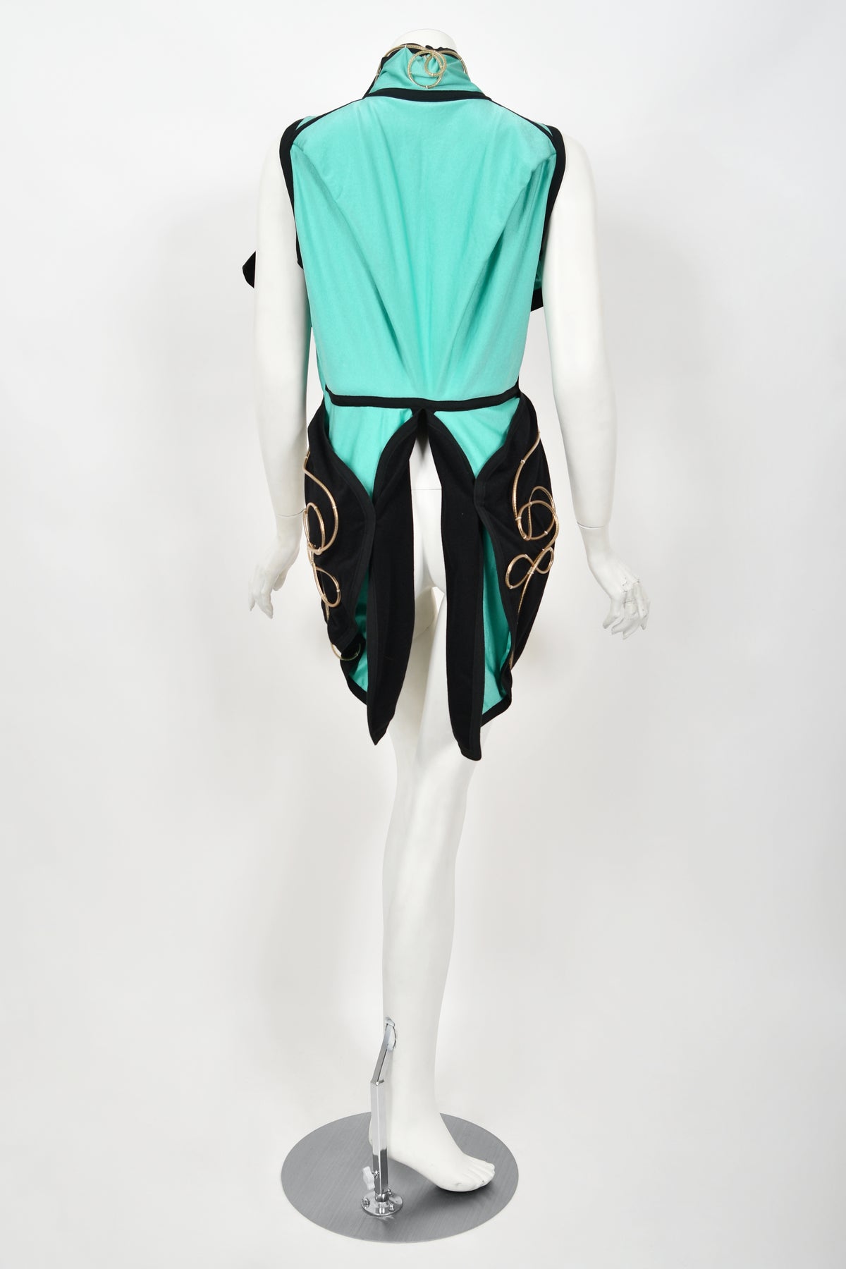 1991 John Galliano Documented Runway Black &amp; Blue Military Inspired Cropped Vest