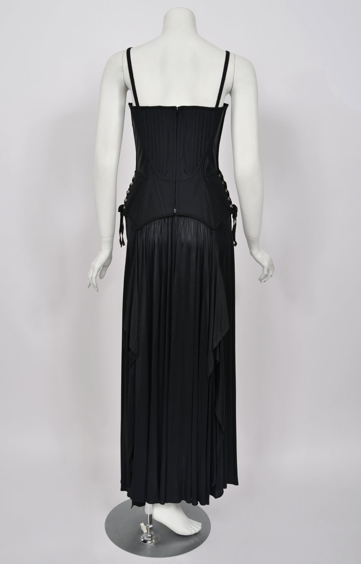 1995 Gianni Versace Couture Black Corset High-Slit Important Campaign Gown