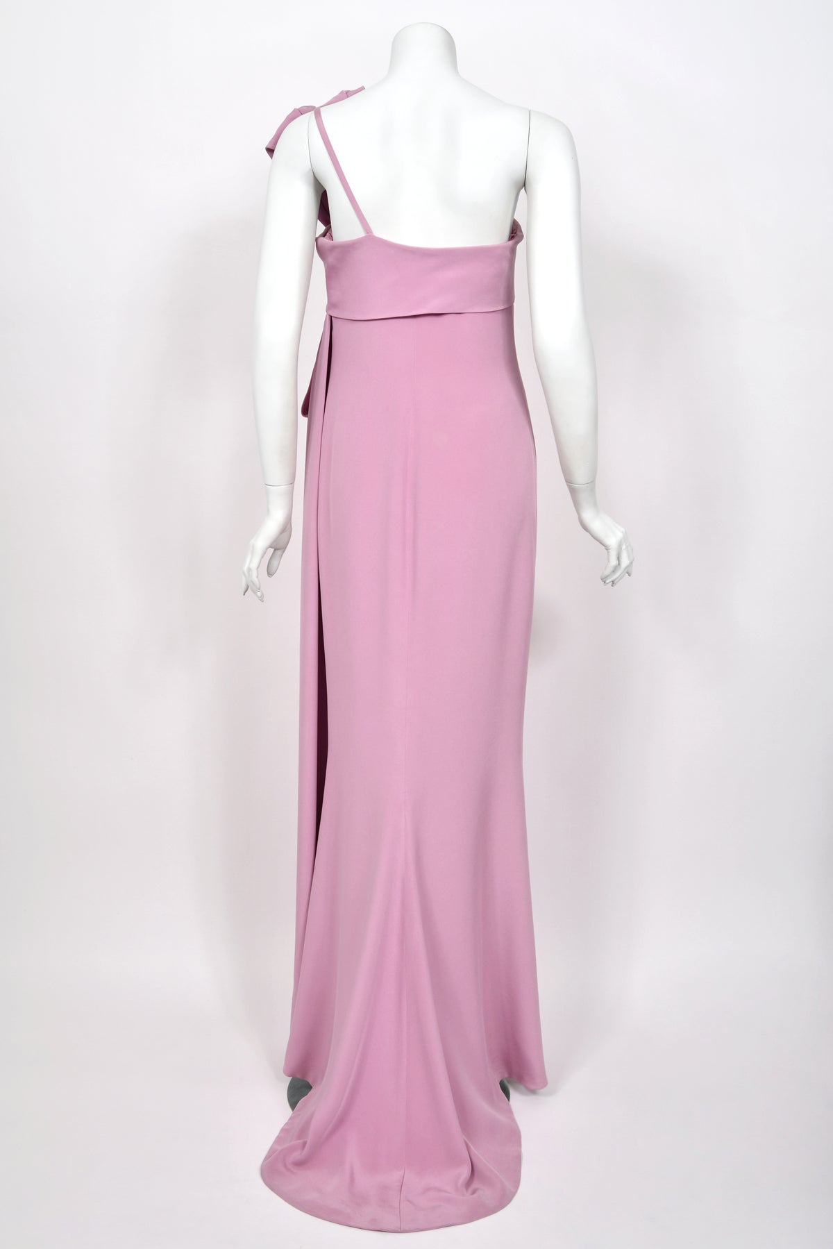 2001 Yves Saint Laurent Haute Couture Runway Lilac Silk Sculptural Asymmetric Gown