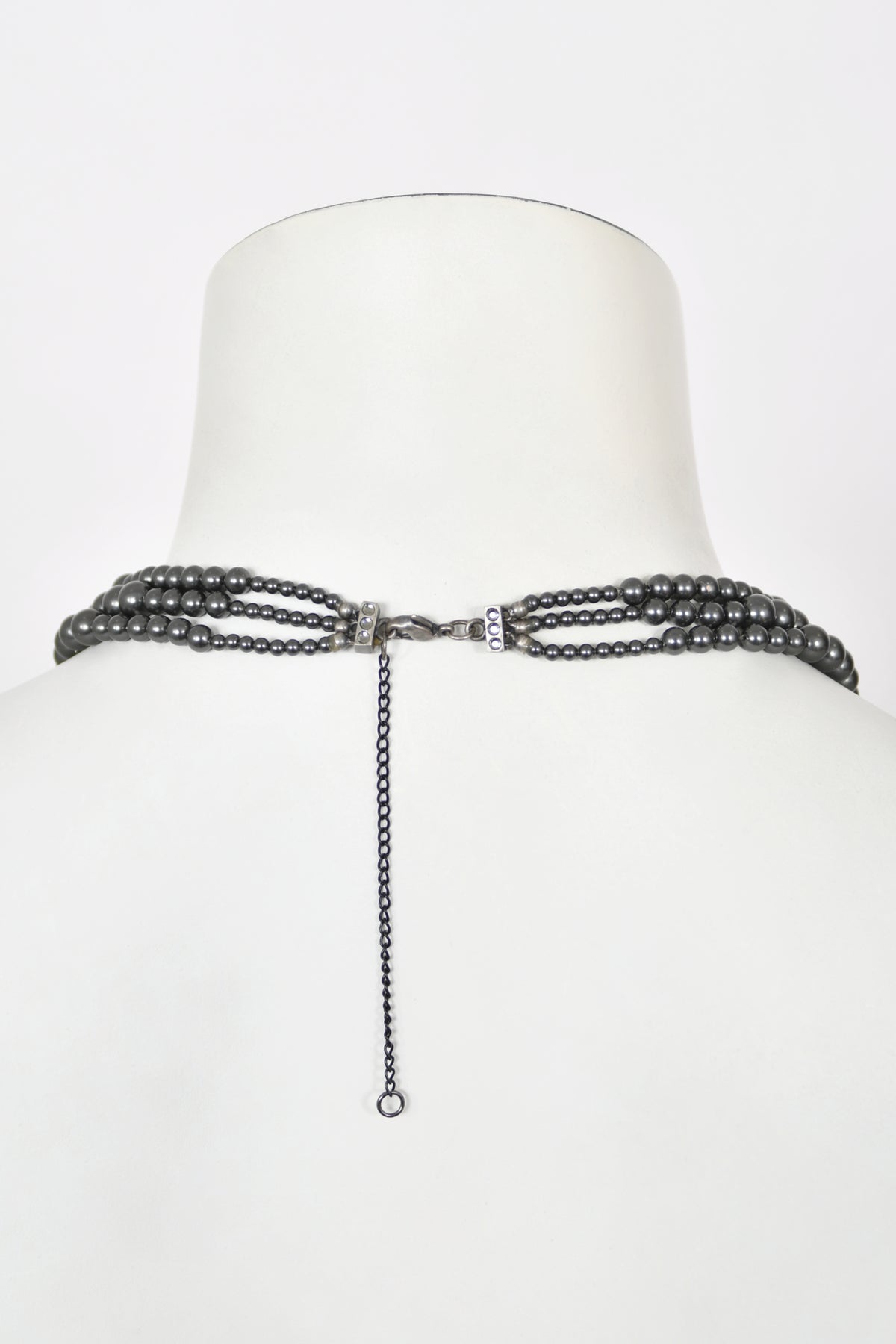 2007 Christian Dior by John Galliano Couture Runway Gunmetal Pearl Necklace &amp; Chandelier Earrings