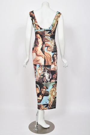 1993 Dolce & Gabbana Iconic Runway 'Birth of Venus' Collage Print High-Slit Hourglass Dress