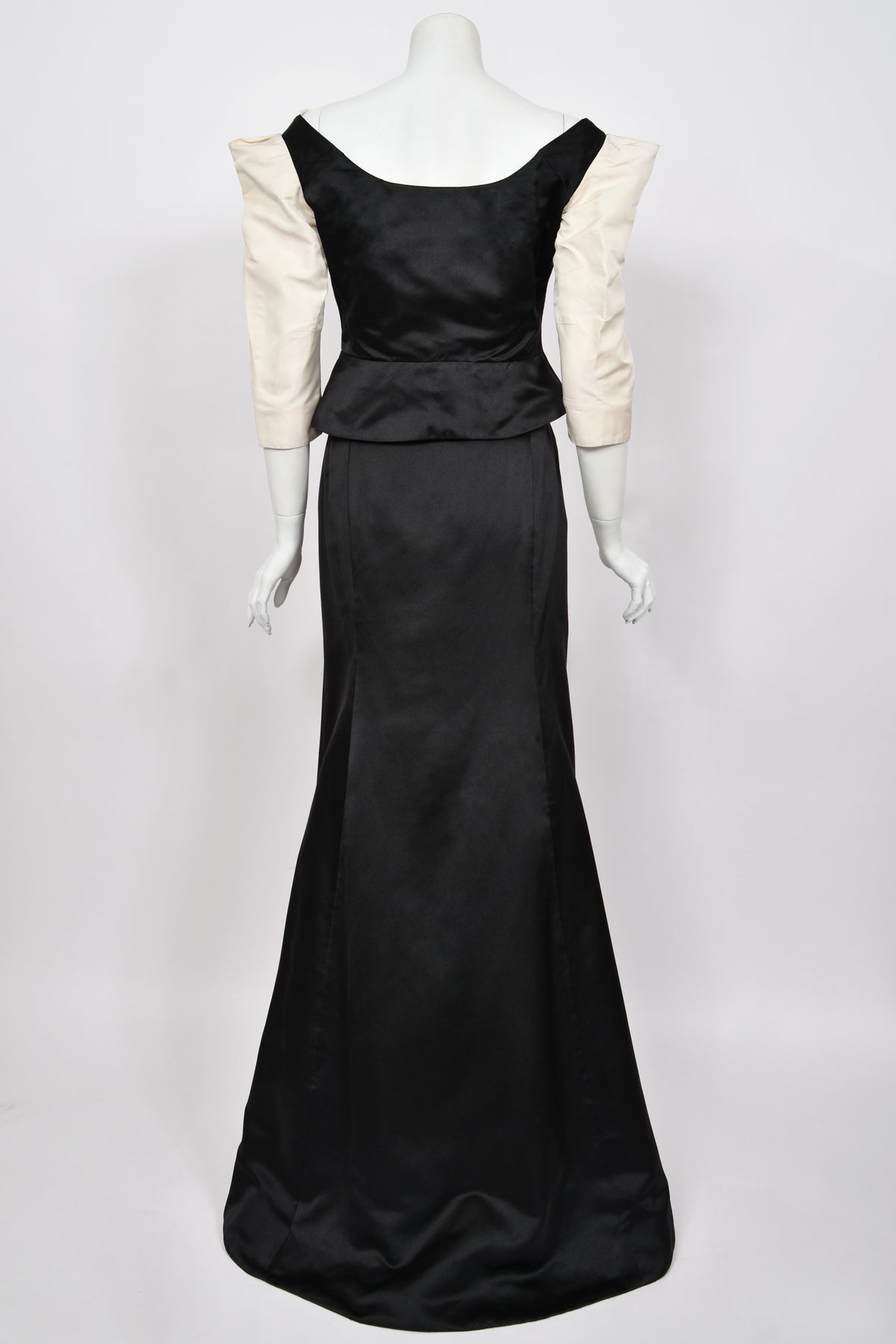 1999 Vivienne Westwood 'La Belle Helene' Collection Silk Off-Shoulder Corset Blouse & Full-Length Skirt Set