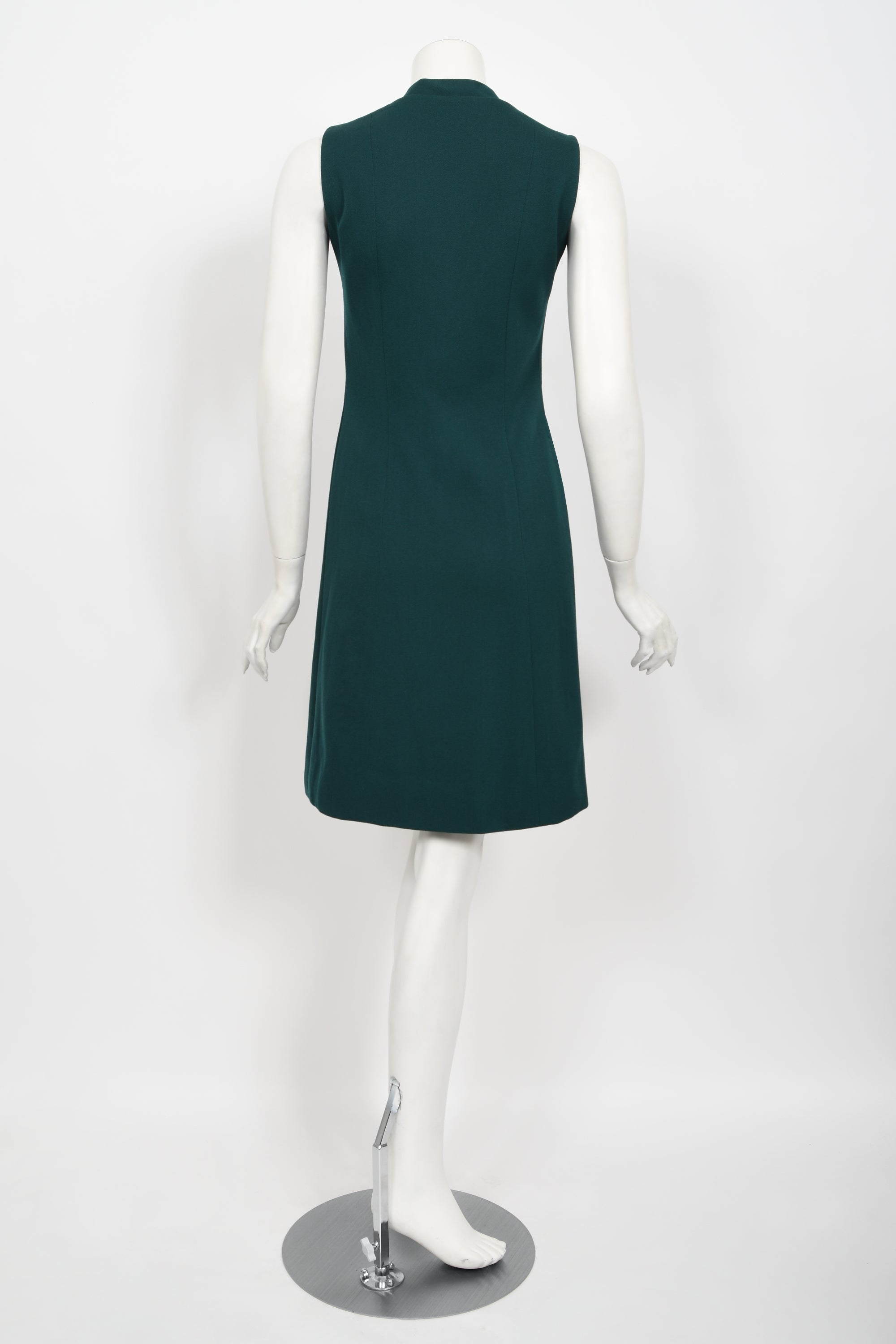 1966 Jacques Esterel Haute Couture Teal Green Op-Art Mod Dress 1966 Jacques Esterel Haute Couture Teal Green Op-Art Mod Dress