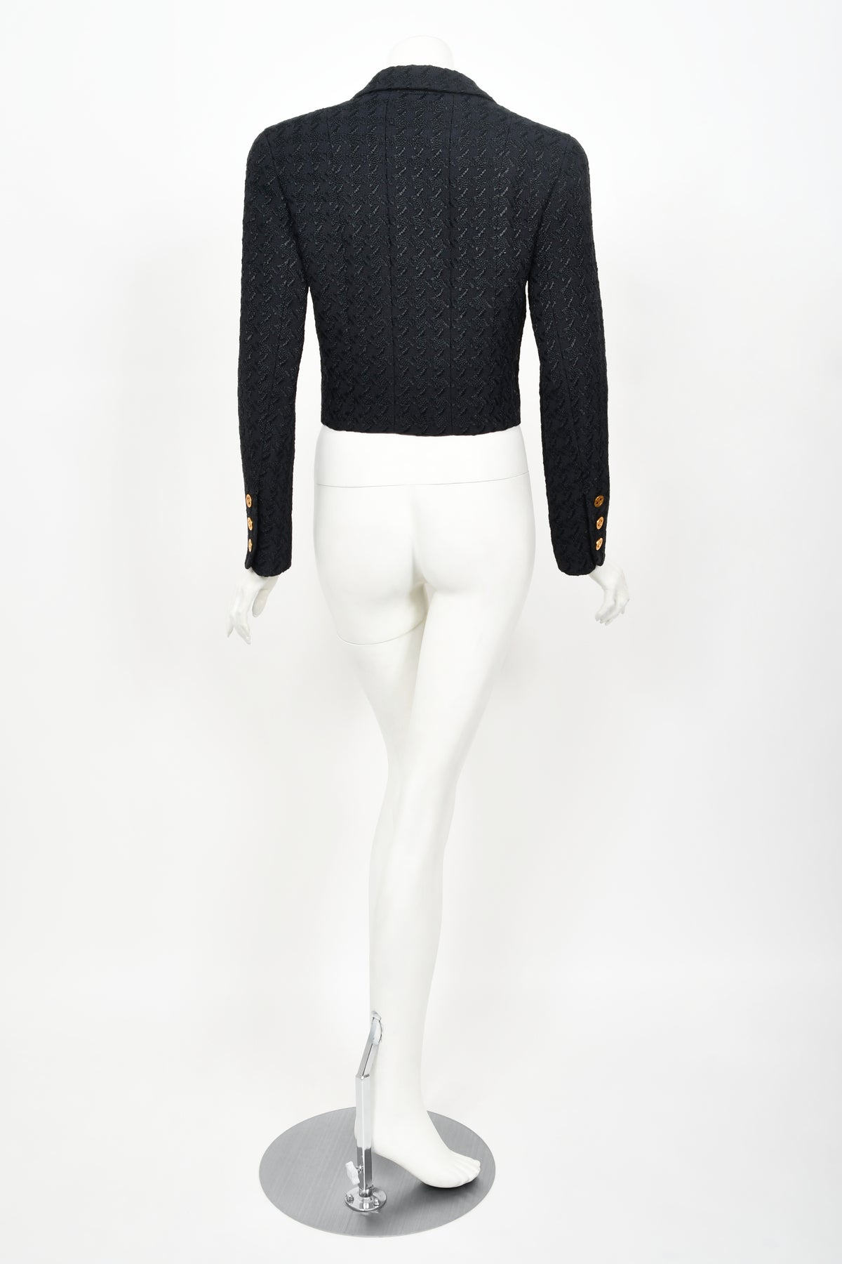 1993 Chanel by Karl Lagerfeld Documented Midnight Blue Wool Cropped Jacket