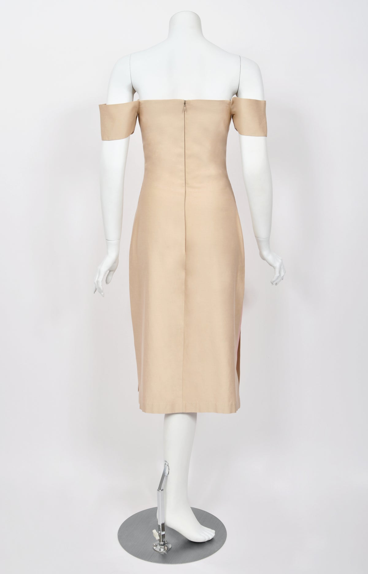 2001 Alexander McQueen &#39;Voss Collection&#39; Nude &amp; Pink Off-Shoulder Bustier Dress