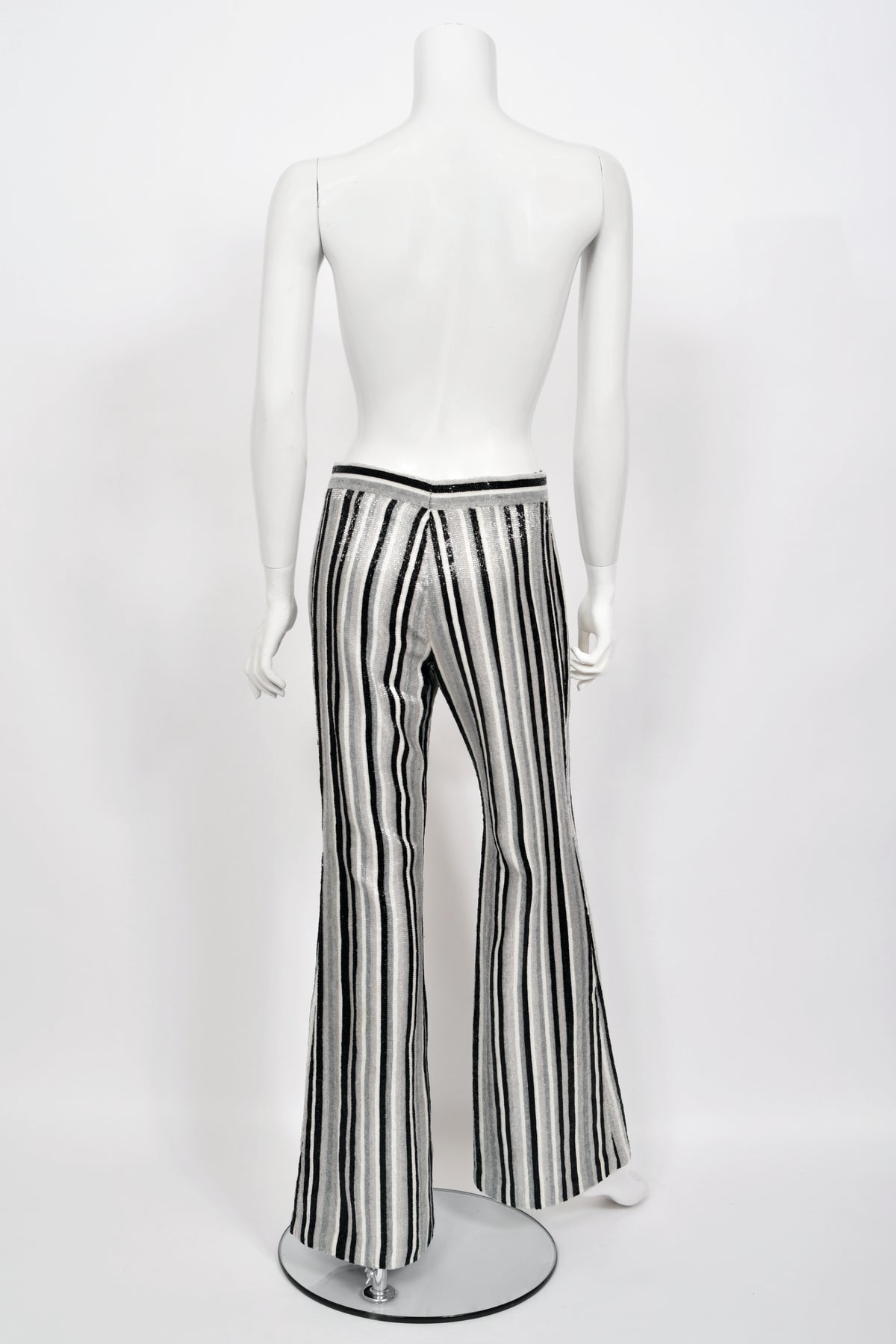 2000 Gucci by Tom Ford Documented Runway Campaign Fully-Beaded Striped Pants