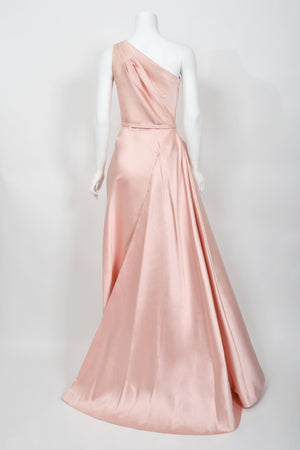 2007 Christian Dior by John Galliano Blush Pink Silk Asymmetric Sculptural Gown