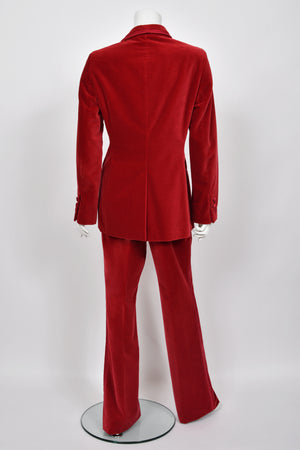 1996 Tom Ford for Gucci Red Velvet 'Gwenyth Paltrow' Tailored Jacket Pantsuit