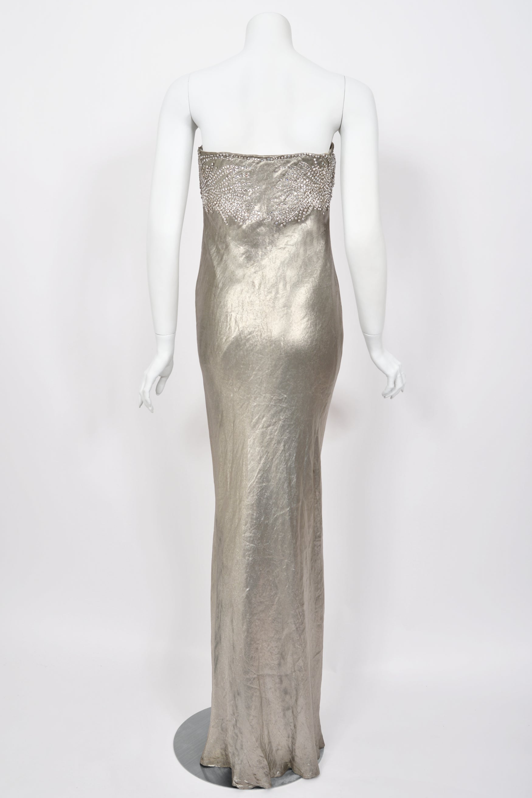 Vintage 2007 Ralph Lauren Purple Label Beaded Rhinestone Metallic Silver Lam Strapless Gown - Timeless Vixen Vintage 2007 Ralph Lauren Purple Label Beaded Rhinestone Metallic Silver Lam Strapless Gown - Timeless Vixen