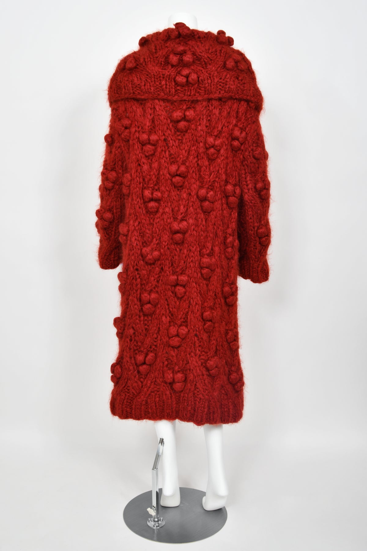 1999 Christian Dior by John Galliano Wine Red Wool Knit Shawl-Collar Sweater Coat