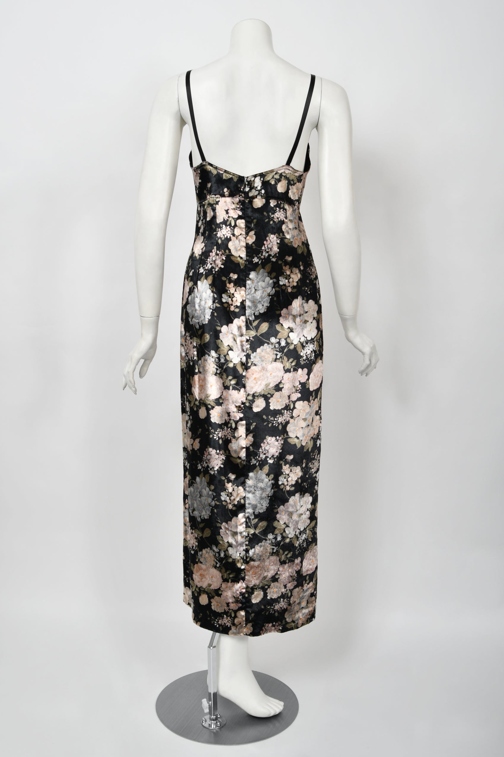 Vintage 1997 Dolce & Gabbana Floral Stretch Velvet Cut-Out Bustier Slip Dress with Tags - Timeless Vixen Vintage 1997 Dolce & Gabbana Floral Stretch Velvet Cut-Out Bustier Slip Dress with Tags - Timeless Vixen