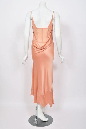 2004 Alexander McQueen Runway Pink Silk Bustier Bias-Cut Dress w/ Tags