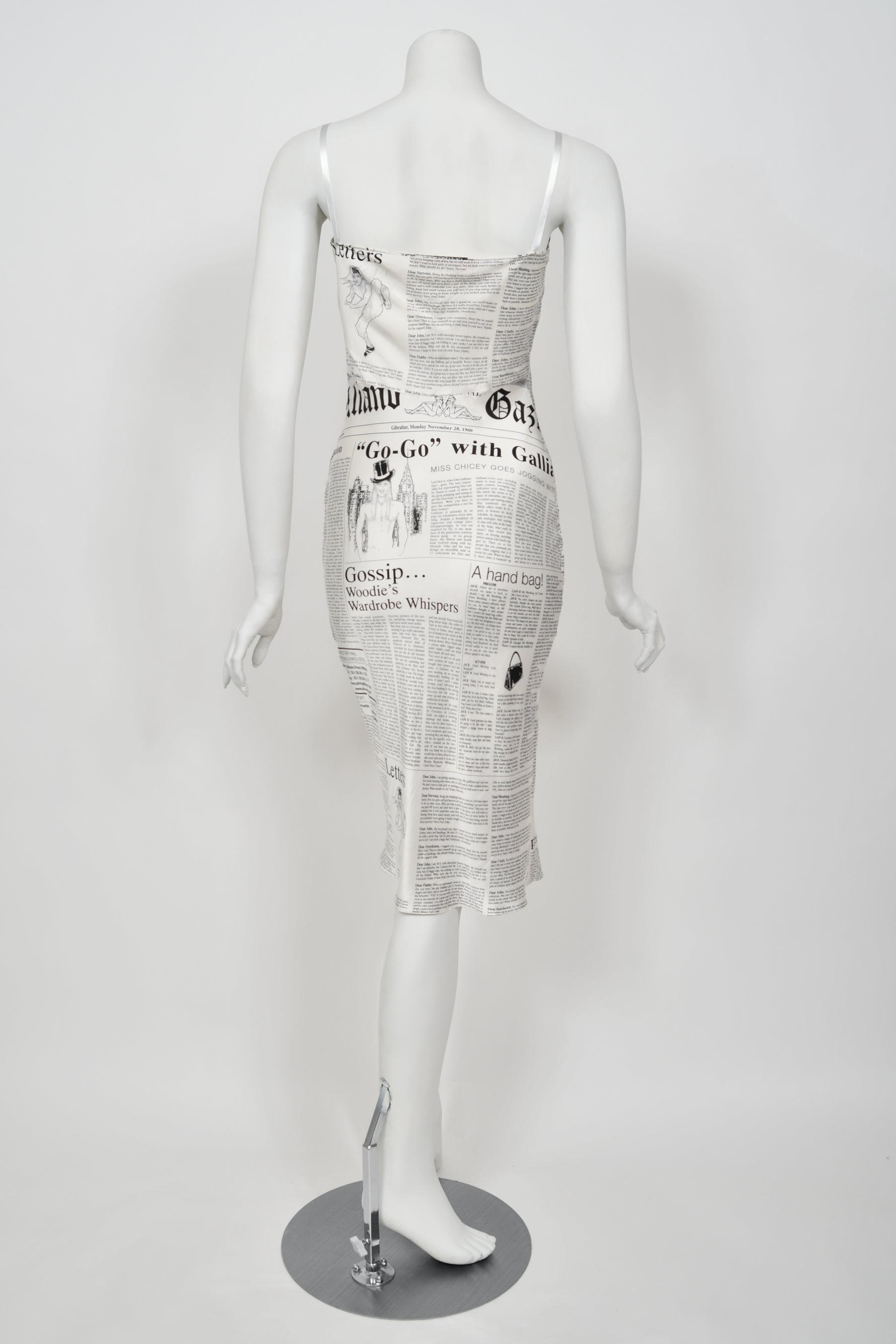 Vintage 2006 John Galliano Documented Newspaper Print Silk Bias-Cut Slip Dress Vintage 2006 John Galliano Documented Newspaper Print Silk Bias-Cut Slip Dress