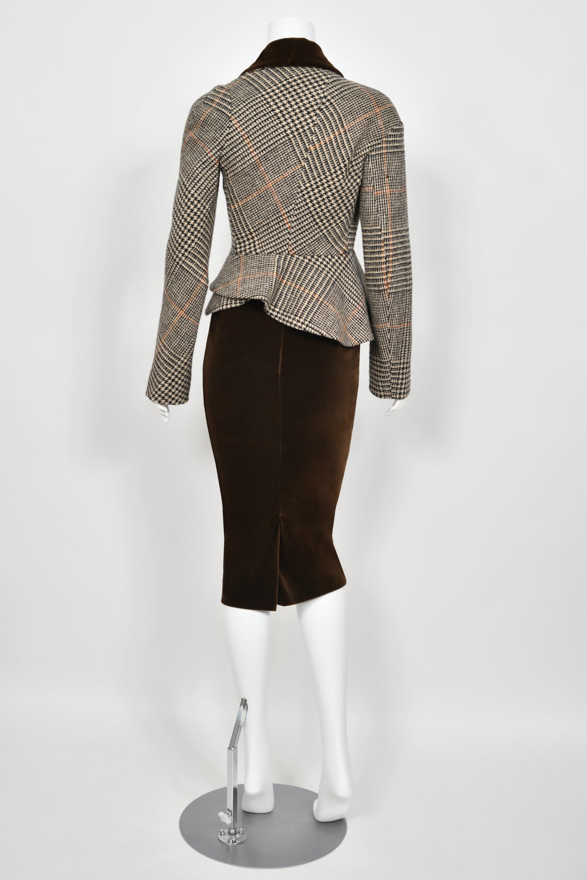 1996 Vivienne Westwood &#39;Storm in a Teacup&#39; Tweed Velvet Asymmetric Jacket Suit