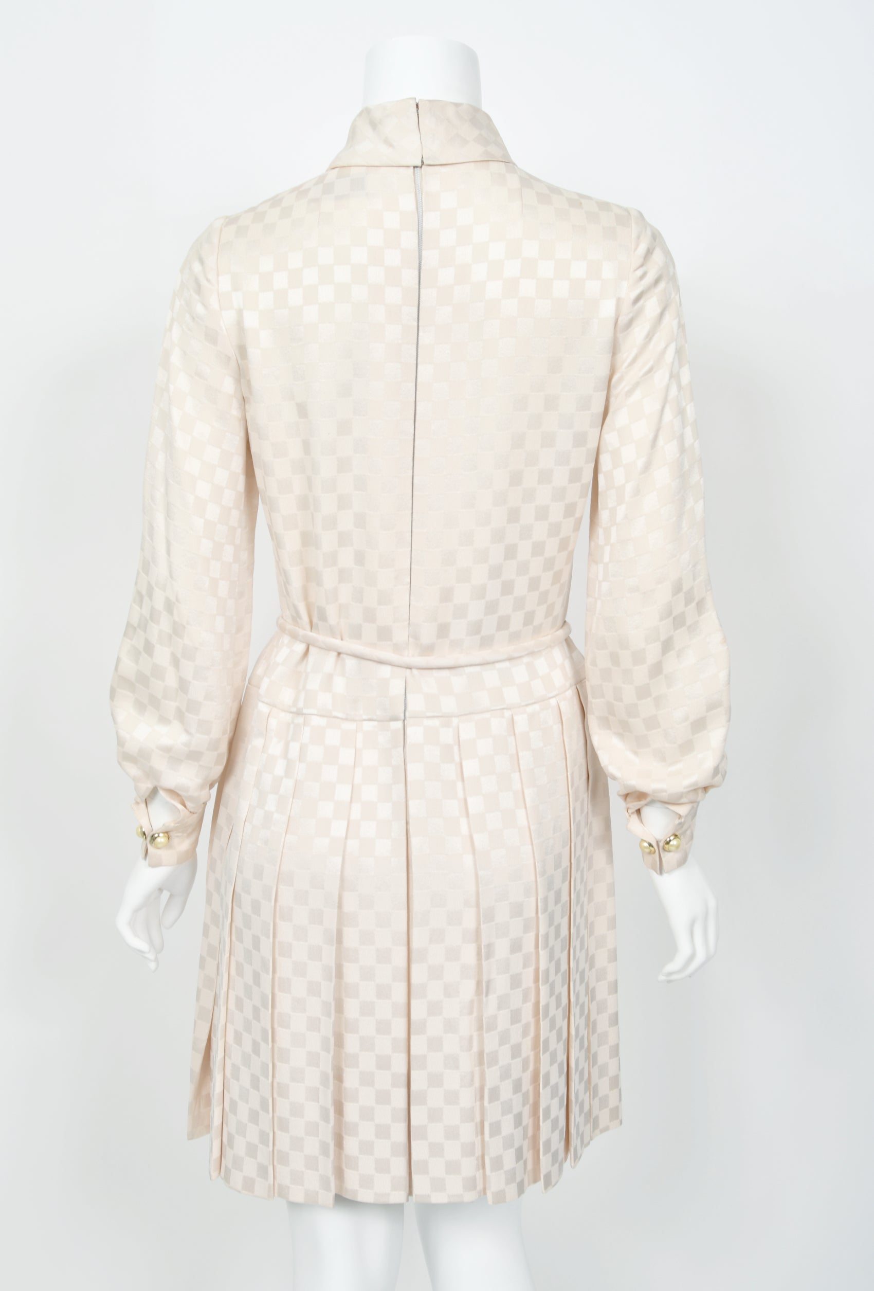 1968 Christian Dior Haute Couture Ivory Checkered Silk Mini Dress - Timeless Vixen 1968 Christian Dior Haute Couture Ivory Checkered Silk Mini Dress - Timeless Vixen