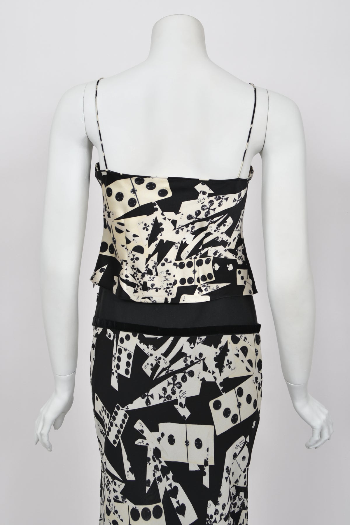 2001 Christian Dior by John Galliano &#39;Playing Cards&#39; Print Silk Cropped Camisole &amp; Skirt