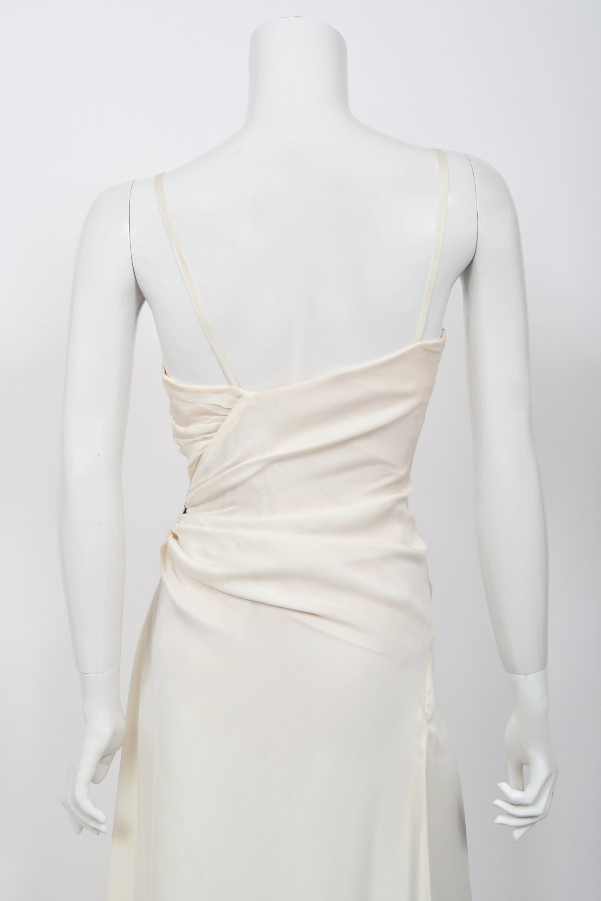 2006 Roberto Cavalli Embellished Ivory Silk Sculptural High-Slit Finale Gown