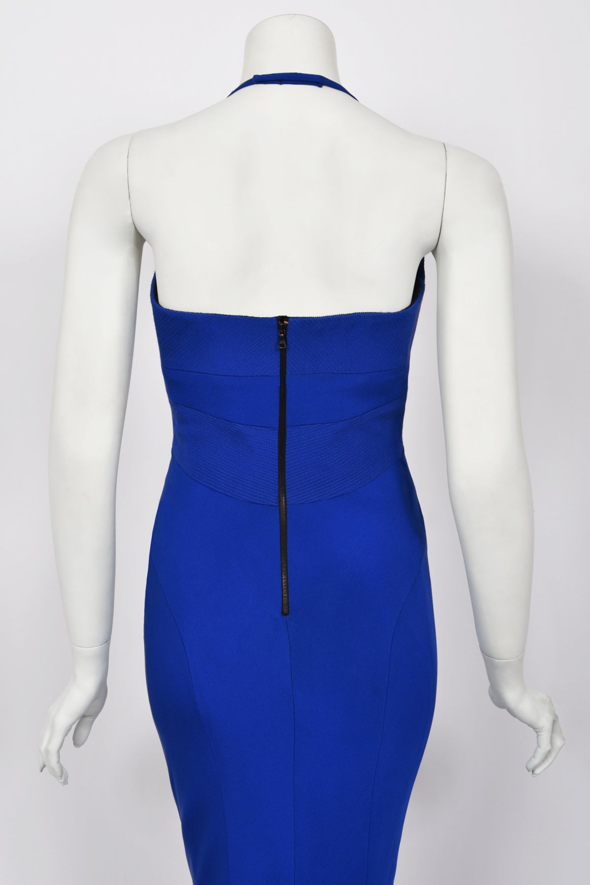 2013 Narciso Rodriguez Custom Couture for Tina Fey Sapphire Silk Bustier Gown