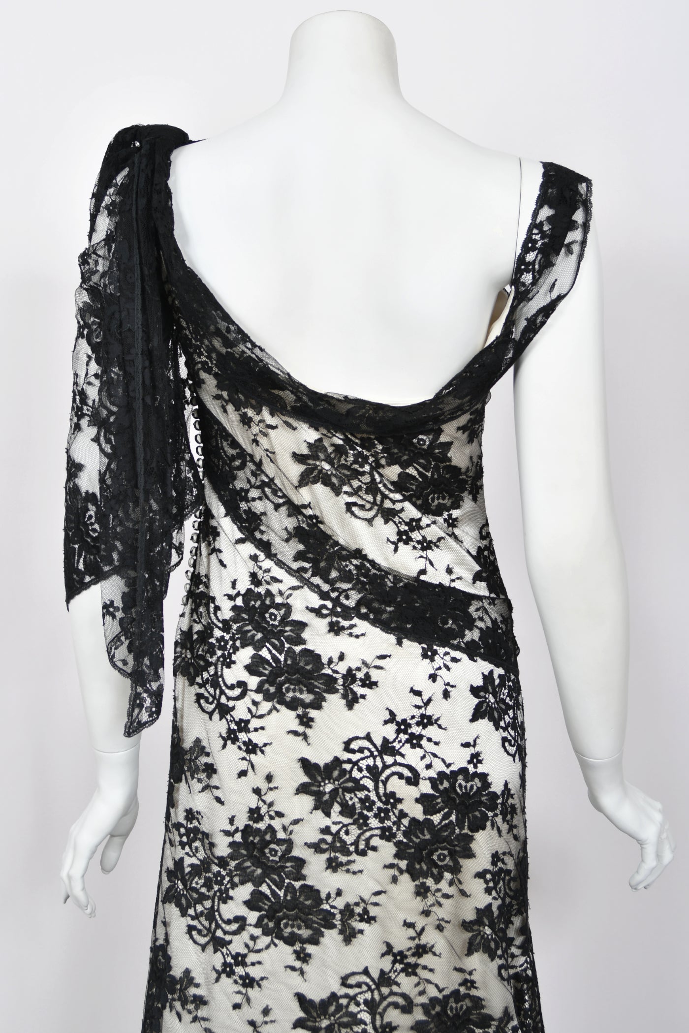 christian dior black lace dress Vintage Floral Lace Dress