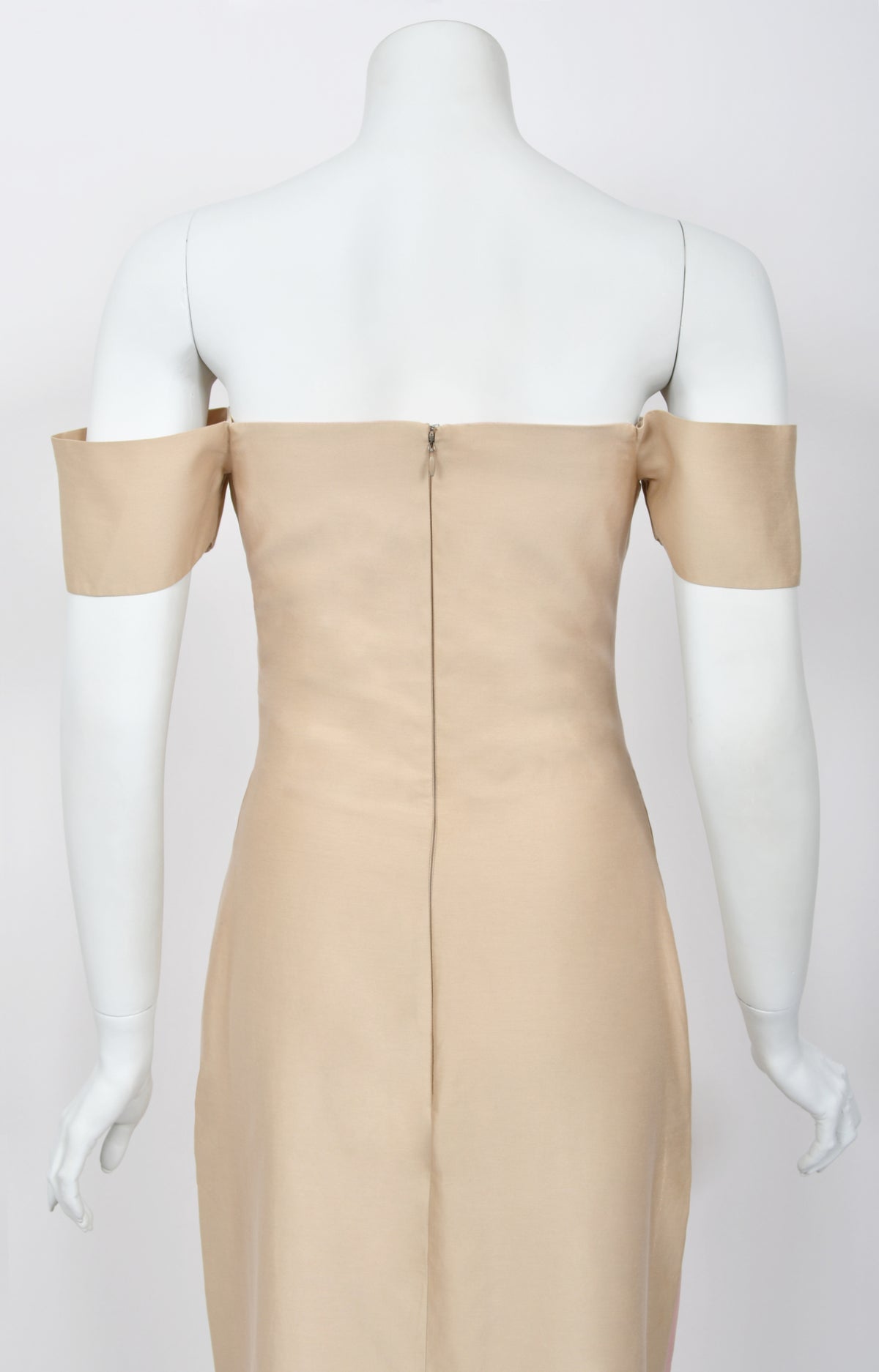 2001 Alexander McQueen &#39;Voss Collection&#39; Nude &amp; Pink Off-Shoulder Bustier Dress