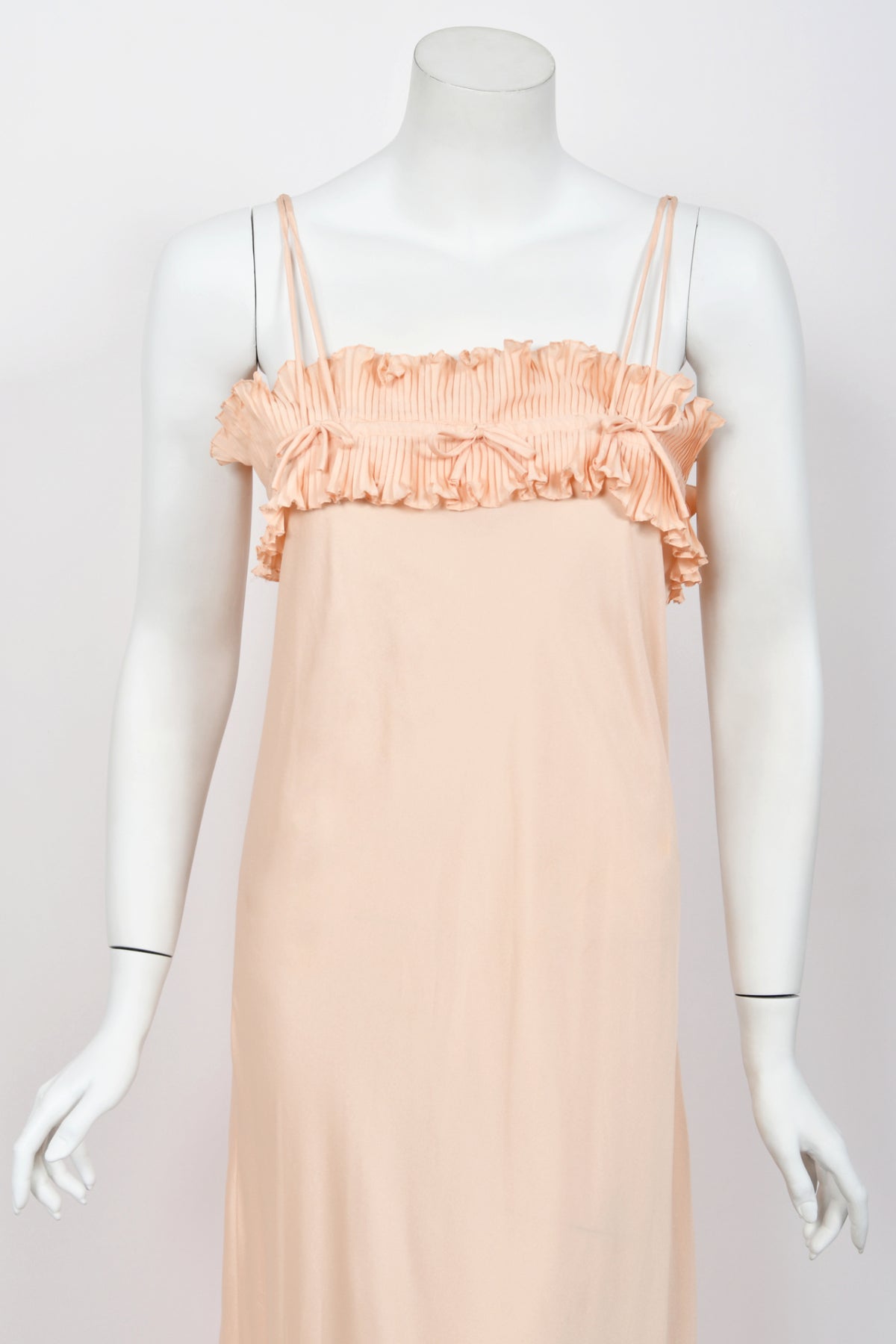 1973 Zandra Rhodes Blush Pink Heavily-Pleated Full Length Jacket Peignoir Set