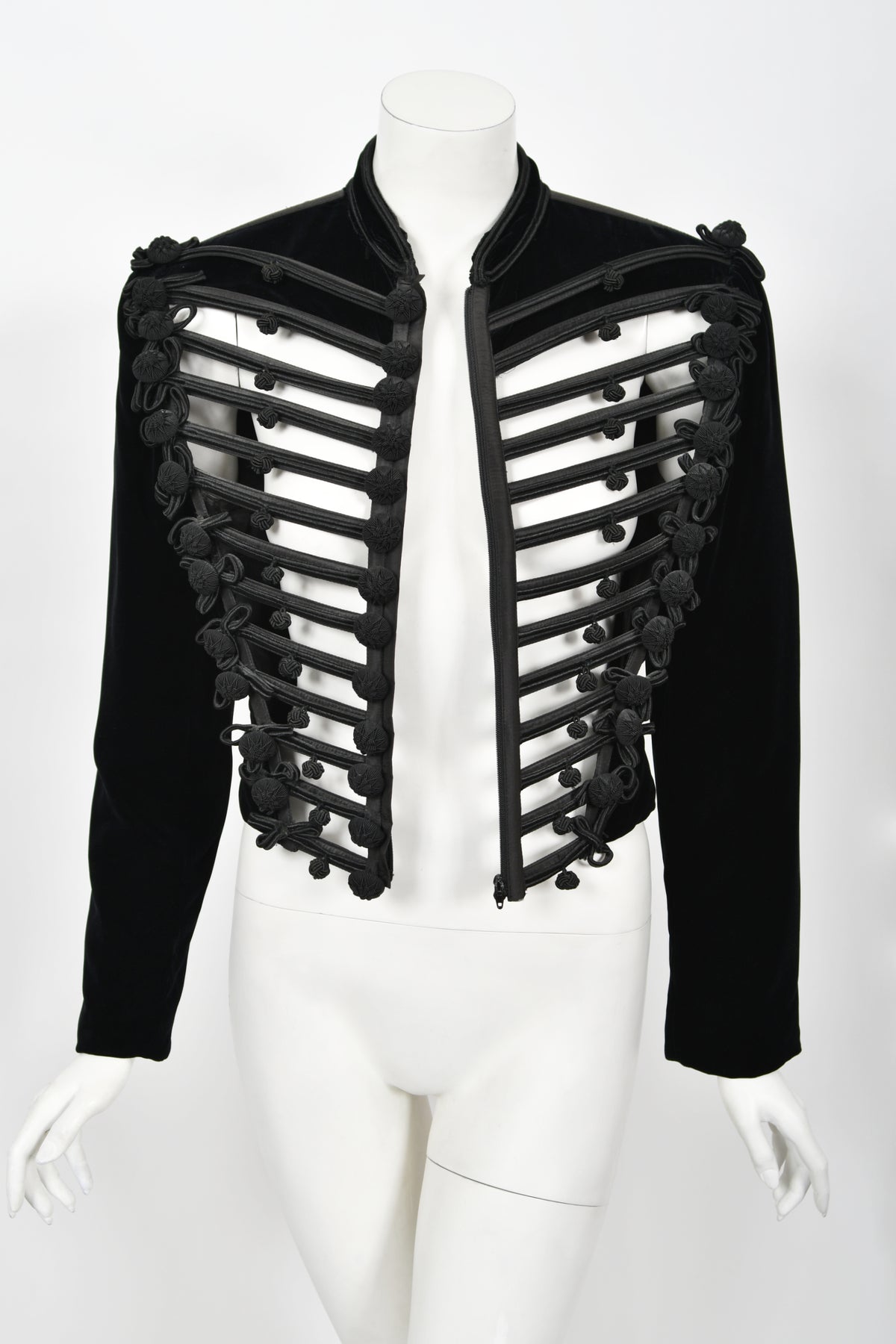 1991 Jean Paul Gaultier Documented Cher Worn Black Velvet Corset Cage Jacket