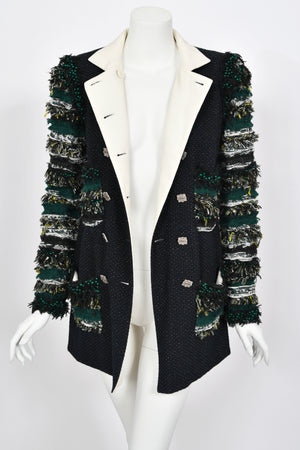 2011 Chanel by Karl Lagerfeld Runway Campaign Beaded Wool Double-Breasted Jacket