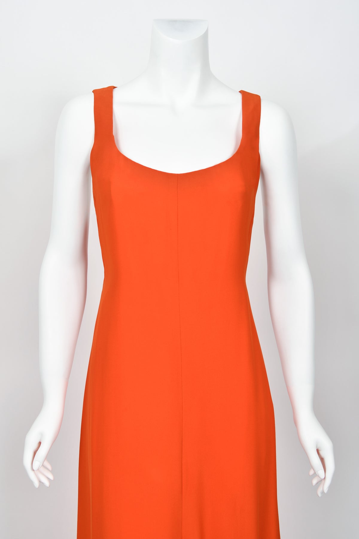 【関税＆送料込み】Versace Orange Sleeveless Long Dress Wit GIANNI VERSACE orange knitted dress size IT 42 from S/S 1998