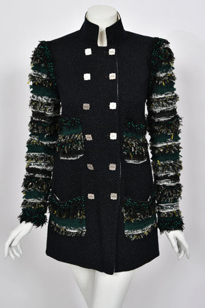 2011 Chanel by Karl Lagerfeld Runway Campaign Beaded Wool Double-Breasted Jacket