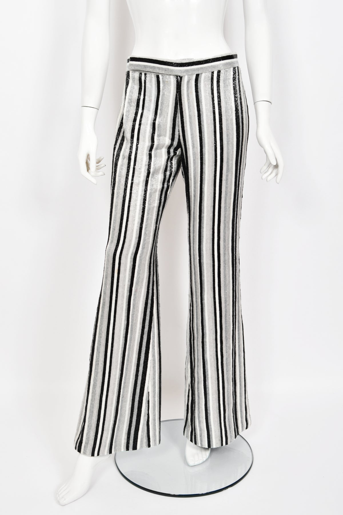 2000 Gucci by Tom Ford Documented Runway Campaign Fully-Beaded Striped Pants