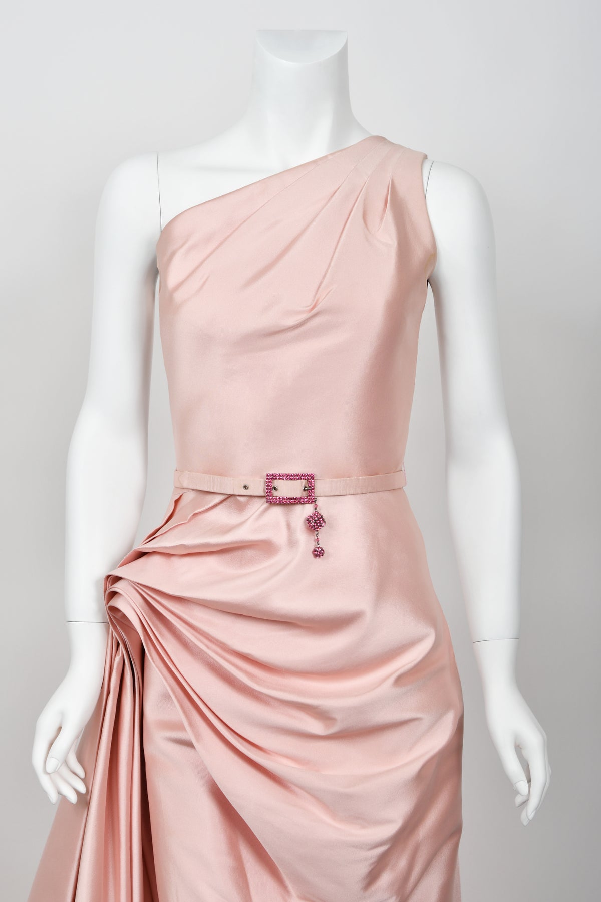 2007 Christian Dior by John Galliano Blush Pink Silk Asymmetric Sculptural Gown