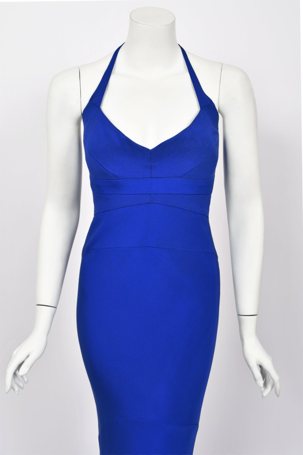 2013 Narciso Rodriguez Custom Couture for Tina Fey Sapphire Silk Bustier Gown
