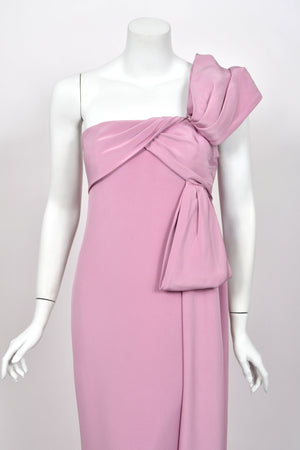 2001 Yves Saint Laurent Haute Couture Runway Lilac Silk Sculptural Asymmetric Gown