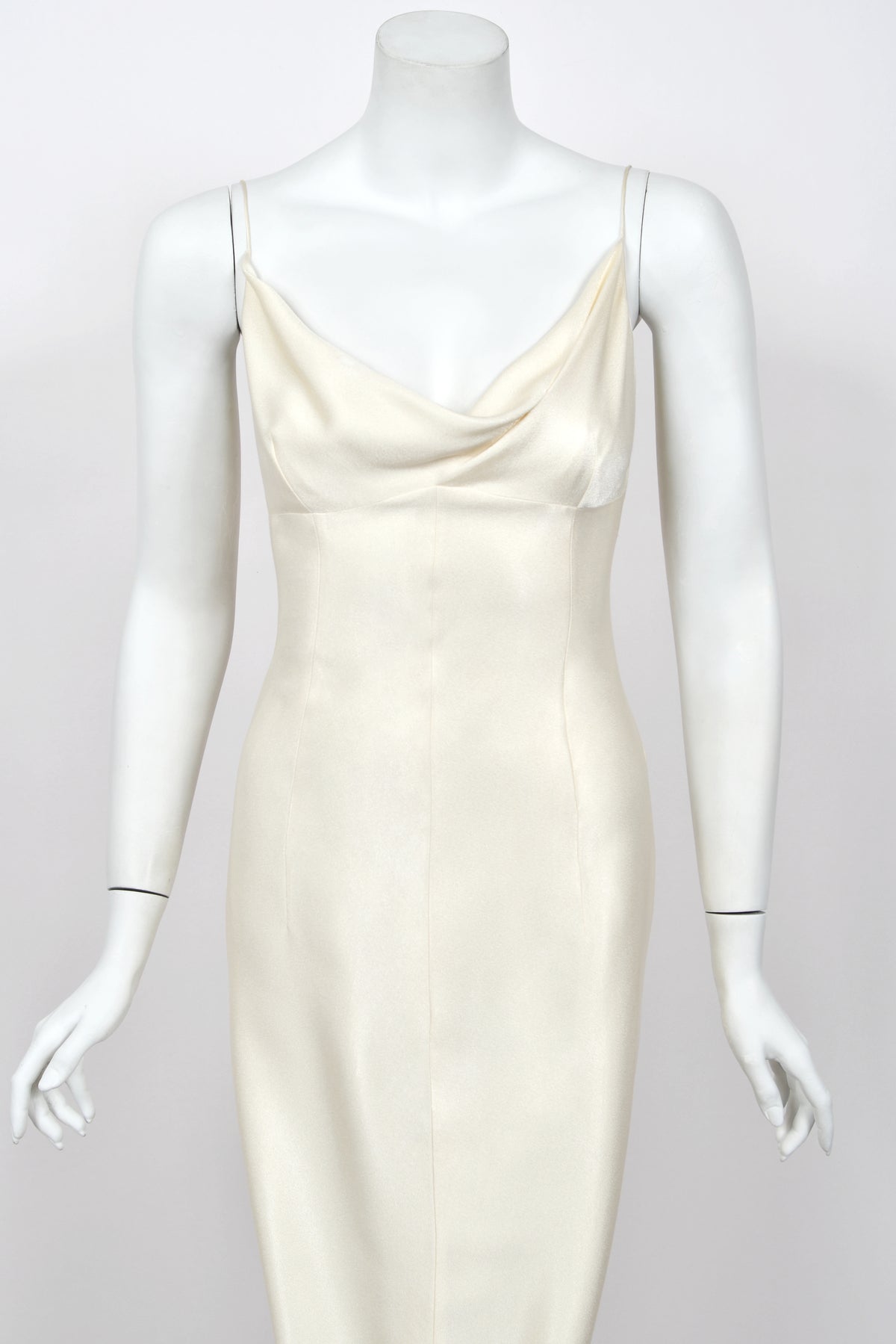 1999 John Galliano ‘Ballets Russes’ Collection Ivory Silk Ruched Bias-Cut Trained Slip Gown