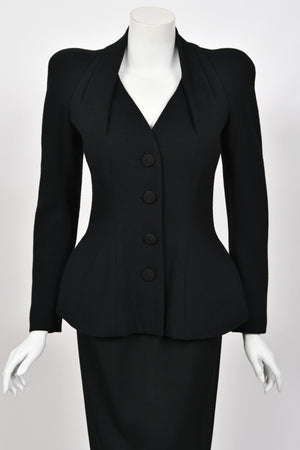 1995 John Galliano 'Dolores' Collection Runway Black Wool Jacket Hourglass Suit