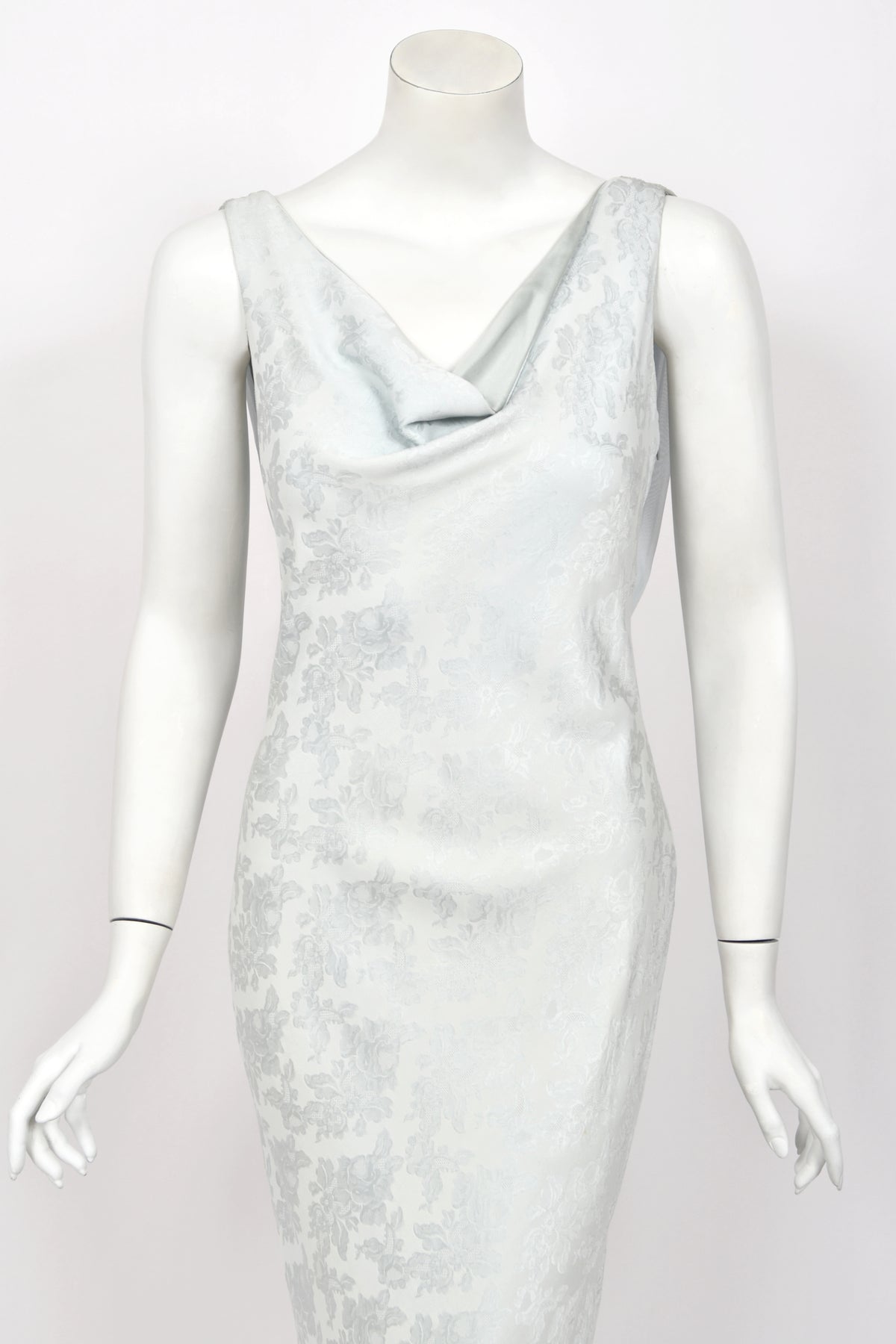 1998 Christian Dior by John Galliano 'In a Boudoir Mood' Ice-Blue Floral Silk Bias-Cut Gown