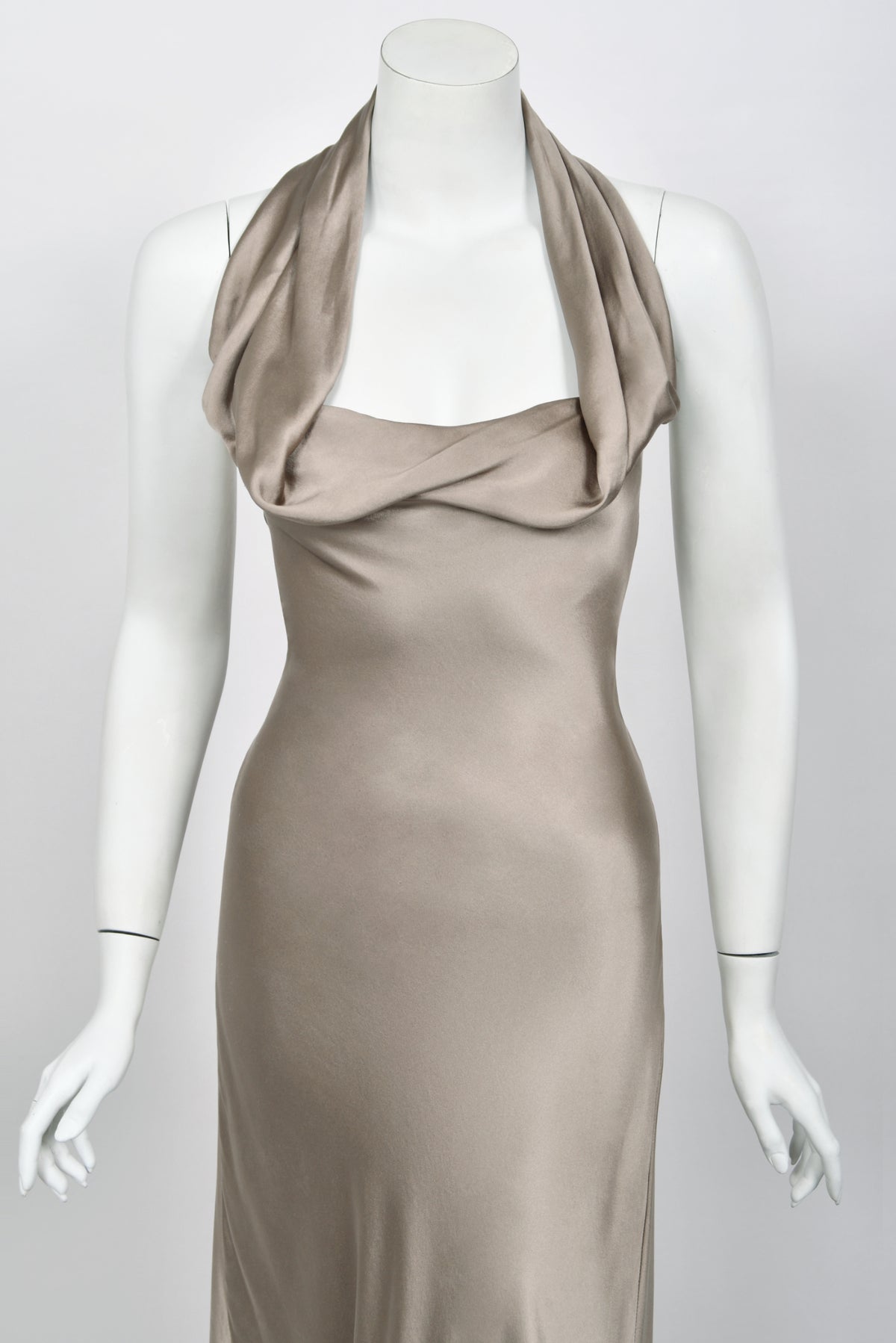 2014 Ralph Lauren Purple Label Platinum Silk Bias-Cut 'Old Hollywood' Gown w/ Optional Hood