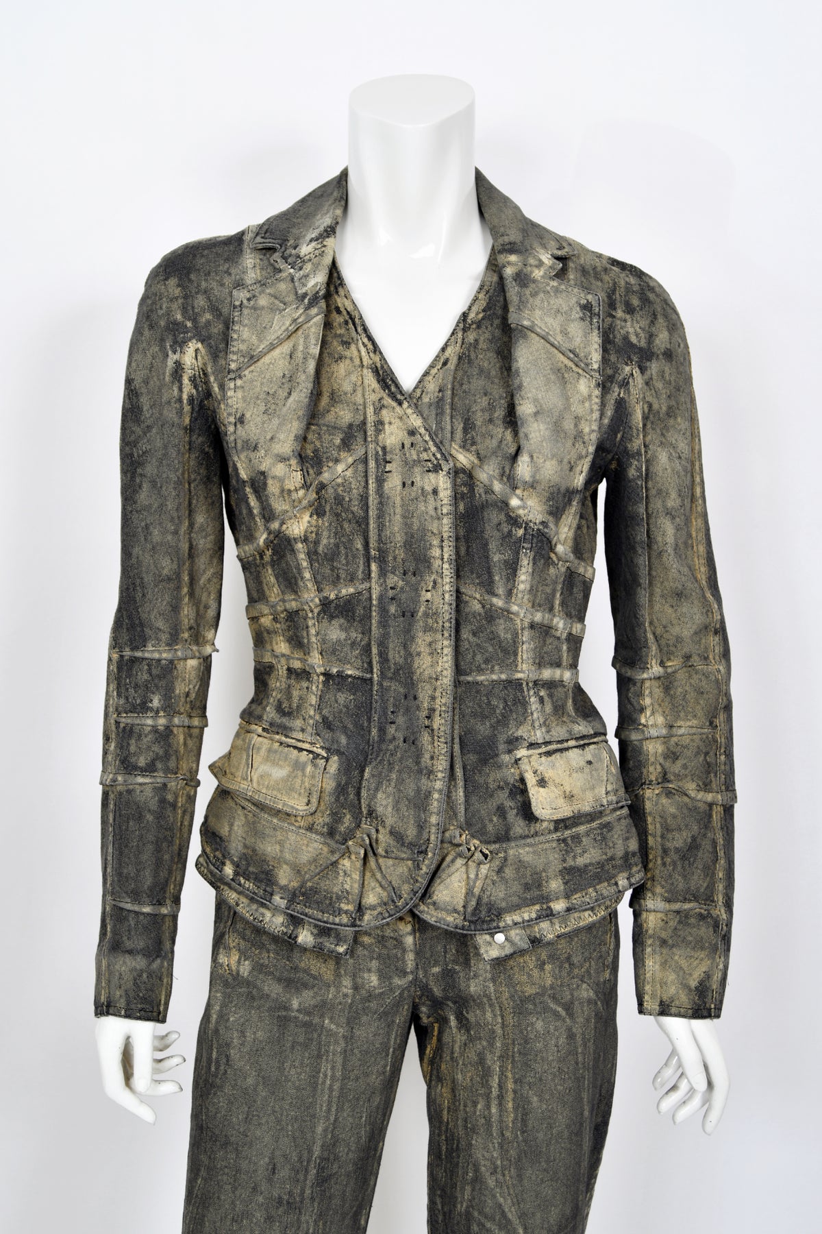 2006 Christian Dior by John Galliano Runway Painted Denim Jacket &amp; Pants w/ Tags