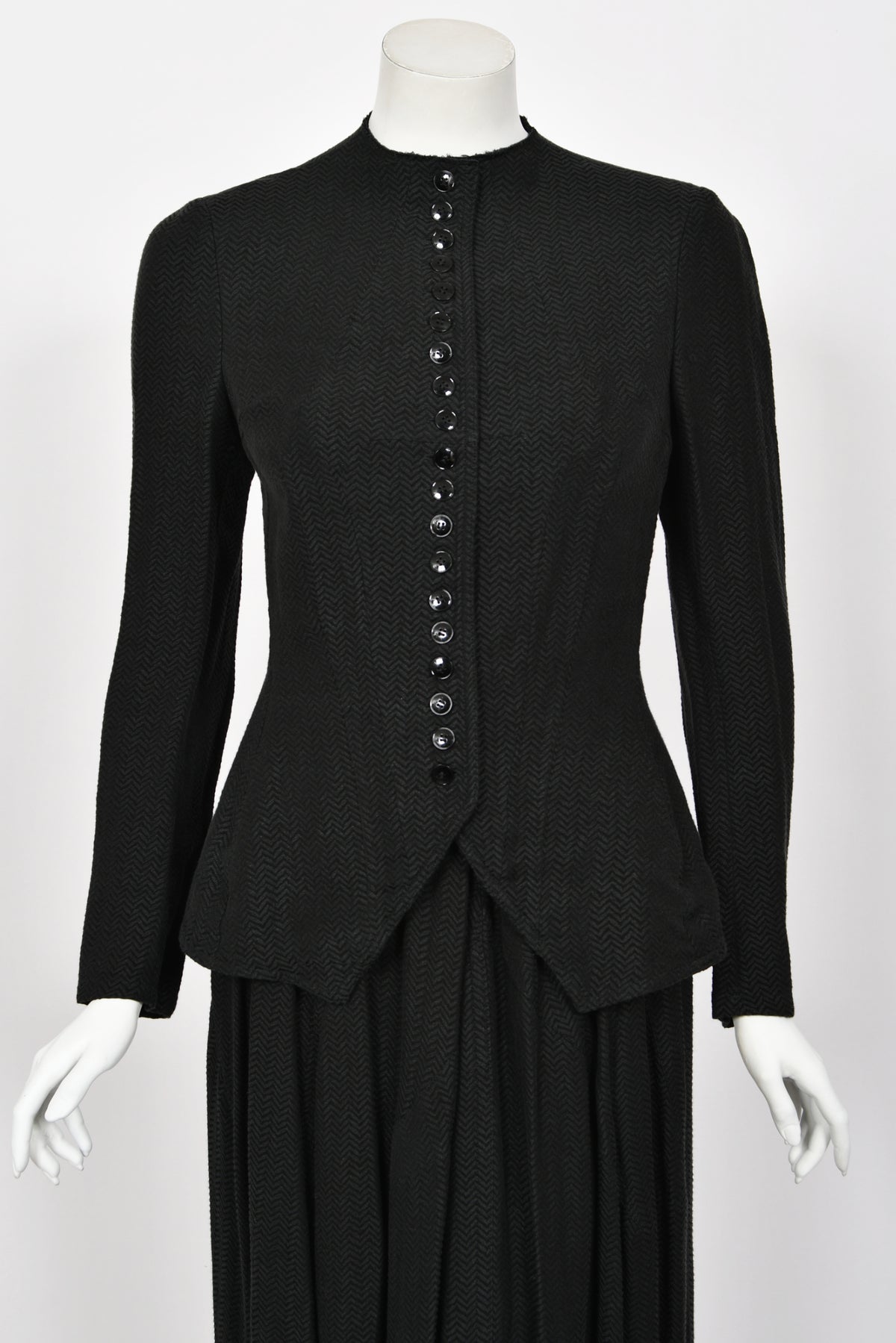 1998 Yohji Yamamoto Editorial Herringbone Button-Up Boned Jacket &amp; Maxi Skirt w/Tags