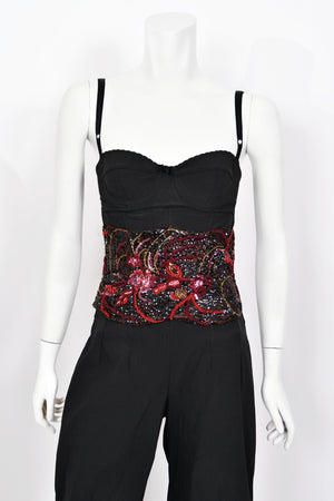 1999 Dolce & Gabbana Custom Couture for Whitney Houston Beaded Bustier Jumpsuit