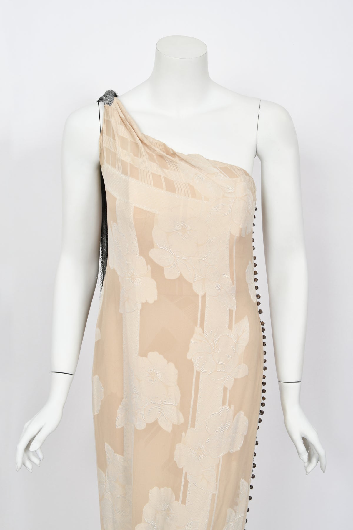 1998 Christian Dior by John Galliano Ivory Silk Beaded Tassels Grecian Gown