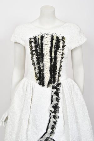 2013 Chanel by Karl Lagerfeld Runway Sample White Textured Silk Full-Skirt Mini Dress