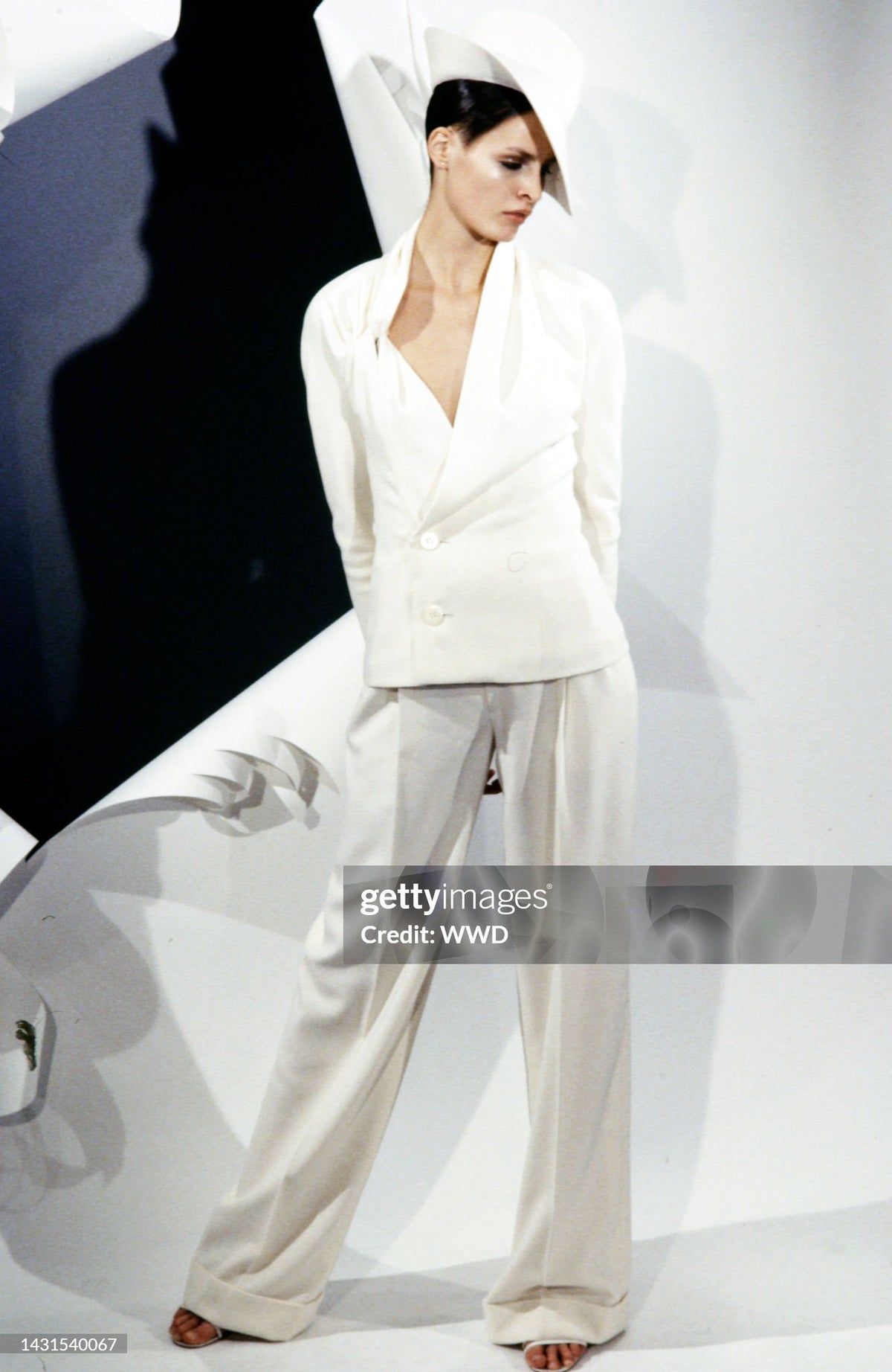 1999 Christian Dior by John Galliano Ivory Logo-Print Silk Enamel Buttons Pantsuit