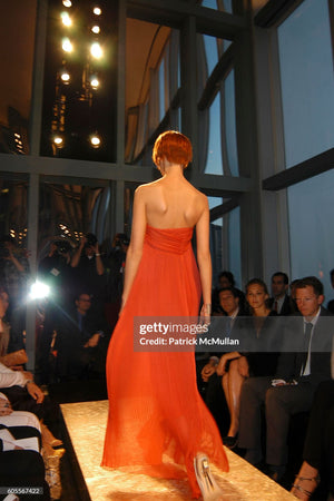 2007 Christian Dior by John Galliano Heavily-Pleated  Raspberry Silk Strapless Bustier Gown