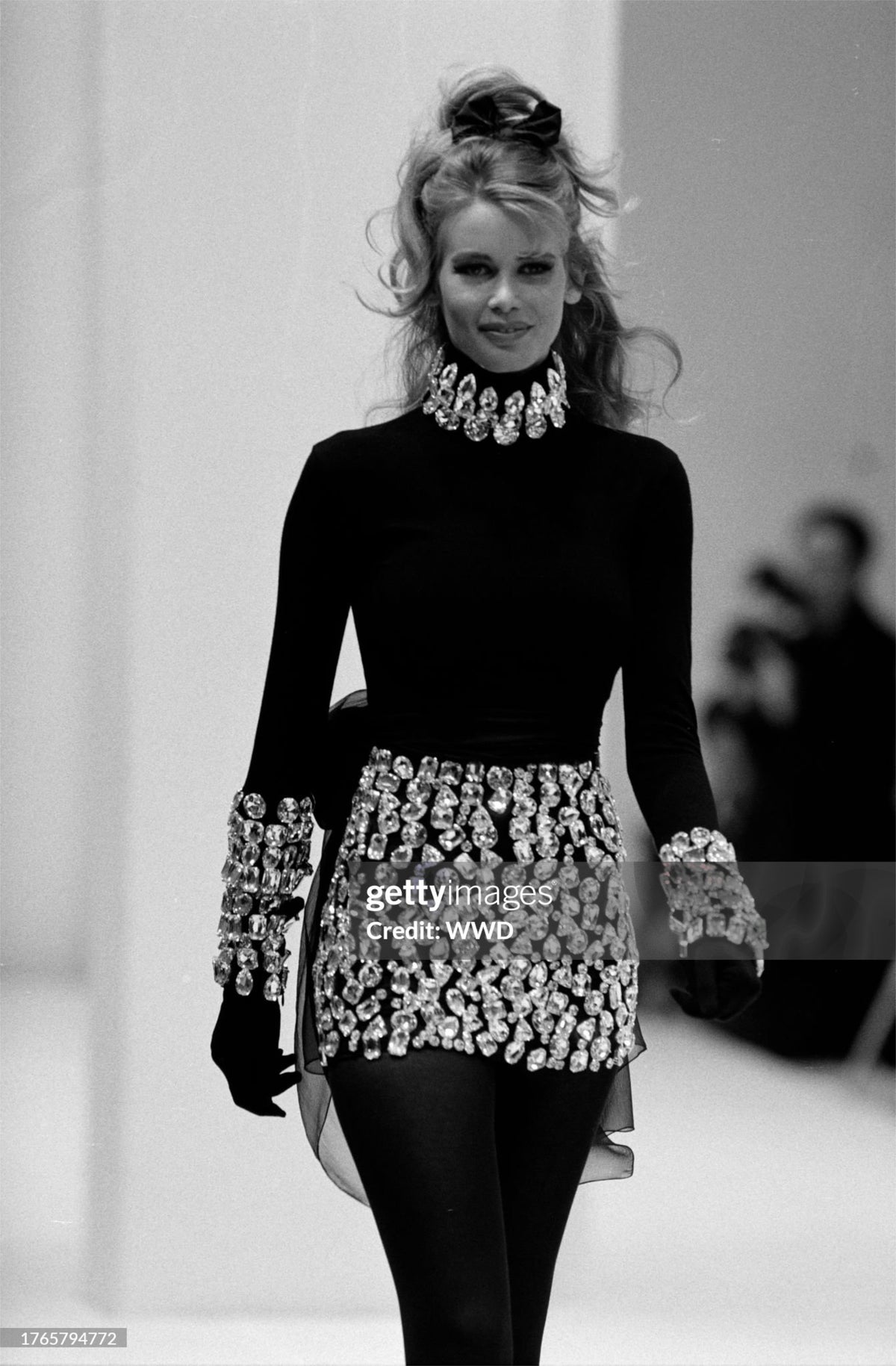 Vintage 1991 Dolce & Gabbana Runway Crystal Rhinestone Black